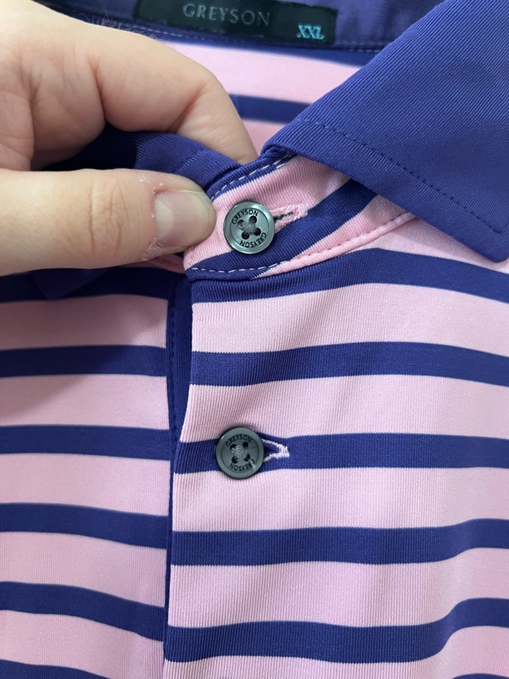 Greyson Men’s Pink & Purple Striped Performance Golf Polo Size XXL - Picture 7 of 10